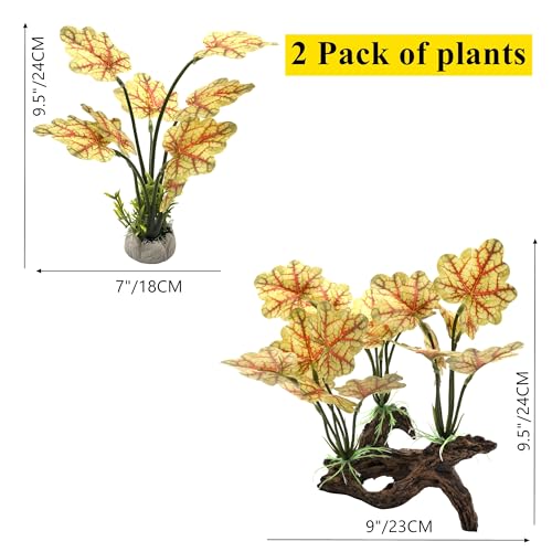 M2cbridge Fish Tank Plastic Soft Grass Artificial Betta Water Plants Decoration Goldfish Hide 2pcs (Light Yellow) - color: Light Yellow