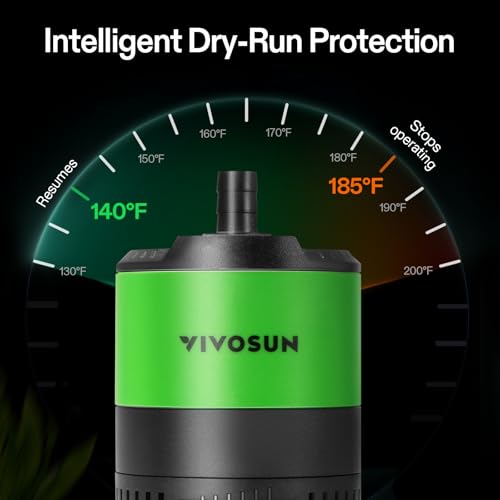 VIVOSUN 400 GPH 20W Submersible Water Pump, with Adjustable Water Flow, 4.9 ft Tubing, Additional Ceramic Shaft, and Outlet Adapters, for Fish Tanks, Aquariums, Hydroponics, Fountains - size: 400 GPH