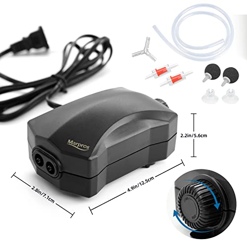 Aquarium Air Pump Single Outlet/Dual Outlet Adjustable Aerator with Accessories for 10-100 Gallon Fish Tank - style: M-200 3W (20-40gal)