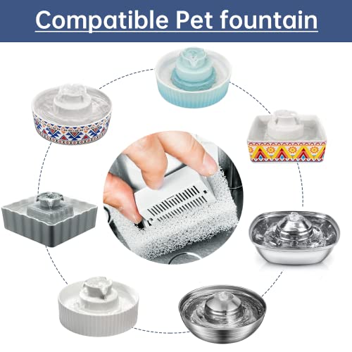 Cat Water Fountain Replacement Filter, 8 Pack Cat Fountain Carbon Filters and 2 Pack Foam Filters for Ceramic Pet Drinking Fountain and Stainless Steel Pet Water Fountain (8+2 Pack)