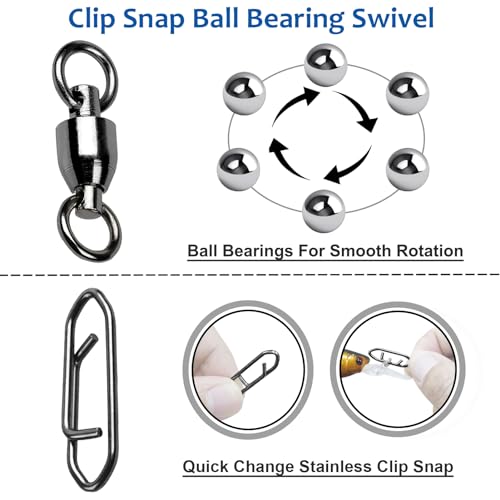 AMYSPORTS High Strength Snap Swivels Stainless Bearing Rolling Fishing Swivel Freshwater Snap Swivels Fishing Clip Steel Black Nickel - size: Size 3+M (78lb) 25 pcs
