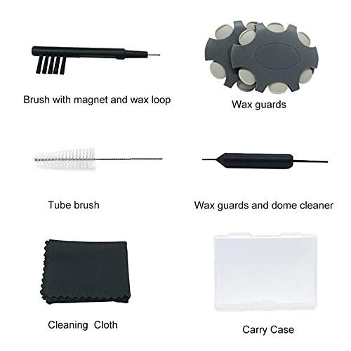 Hearing aid Wax Guards (2mm) Replacement Wax Filters for Oticon ProWax Wax Traps, Hearing Amplifier Cleaning Brush kit Tools with Carry case (2pack, Light Gray)
