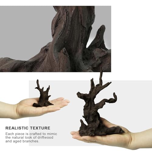 FZONE Resin Aquarium Driftwood, Aquarium Tree Decoration for Nano Aquascaping and Hardscape - size: 03Driftwood:6.7×4.7×3.0"/3.1×2.4×1.4"