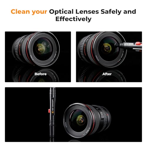 K&F CONCEPT Professional Lens Cleaning Pen with Soft Brush, Carbon Head Lens Cleaning Pen Compatible with Canon, Nikon, Pentax, Sony Digital Camera Cleaning,AR VR Glasses Cleaning