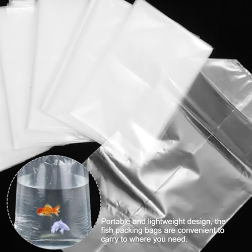 50pcs Ornamental Live Fish Transport Bags with Oxygen Plastic Packaging Bags for Aquarium Fish Shipping with Elastic Bands