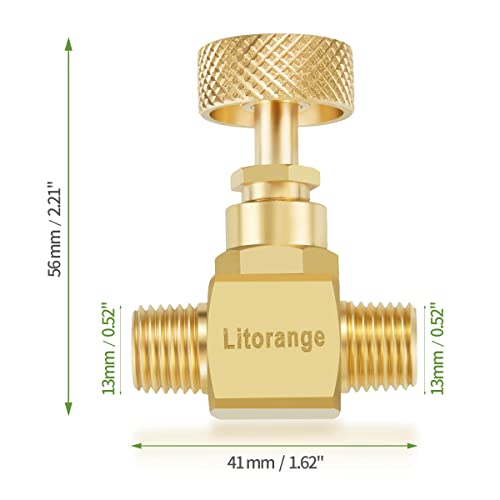 Litorange 2 Pack Heavy Duty Brass Replacement Control Needle Valve 1/4" Male NPT X 1/4" Male NPT Connection - size: 2PCS 1/4 Male x Male