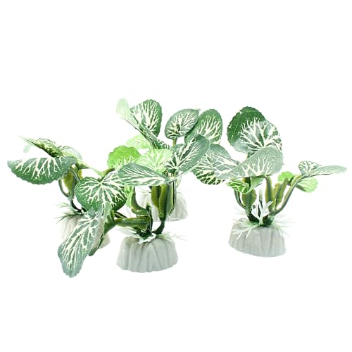 Soft Aquarium Plants Betta Fish Tank Decorations Betta Leaf Pad 2 Inch, Silk Plastic Artificial Plants for Aquarium Reptile Tank Decor (C-4Pcs Set/Green) - color: C-4pcs Set/Green