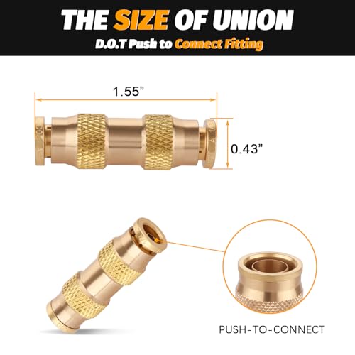 1/4" Air Brake Line Fitting, (One-quarter of an inch) DOT Brass Push in Fitting, Push to Connect Union Fittings Air Brake Union 1/4" Tube OD for Trucks Trailers andIndustrial Use (4 Pack) - color: 4PCS DOT Push-to-Connect, size: 1/4" Od