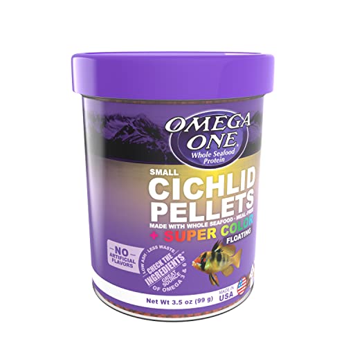 Omega One Super Color Floating Cichlid Pellets, 3mm Small Pellets, 3.5 oz Container - size: 1 Count (Pack of 1)