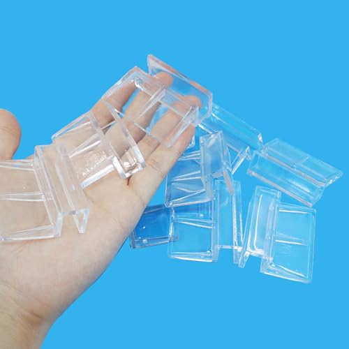 Hordion 20pcs Aquarium Lid Clip, 10mm Clear Acrylic Fish Tank Lid Holder Aquarium Glass Cover Clips for Rimless Aquarium Fish Tank