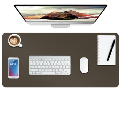 Boutilon Leather Desk Pad Protector,Non-Slip Mouse Pad,Laptop Desk Pad,Office Mouse Mat,Waterproof Leather Desk Blotter,Desk Writing Pad for Office and Home (S-Coffee,24"x 14") - color: Coffee, size: S 24" x 14"