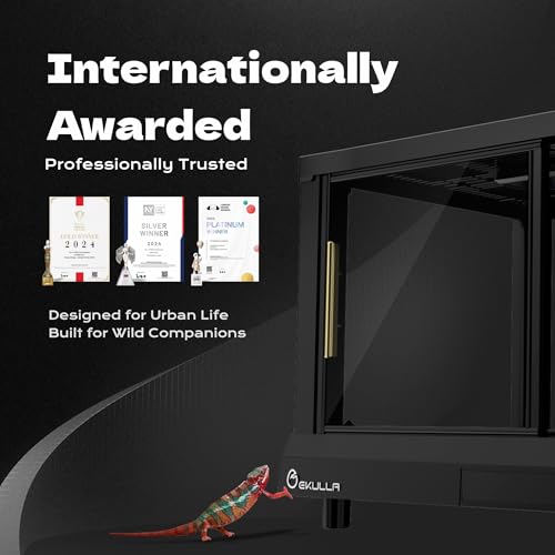 All-in-ONE Smart Reptile Tank, with air Exhaust System and Day-Night Cycle Function - Heating Thermostat, LED Ultraviolet UVB lamp, Suitable for Keeping Lizards, Geckos and Snakes - color: Black, size: City Pet 1-Plus