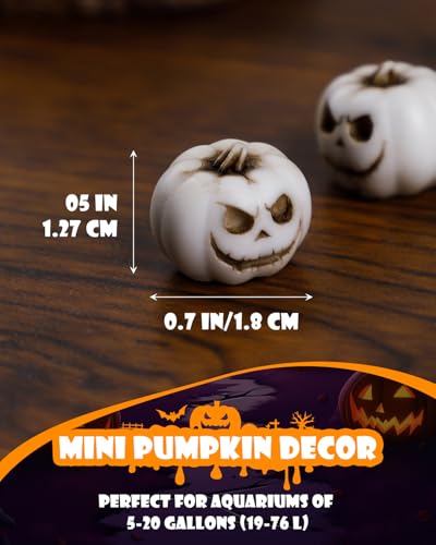 Uniclife 20 Pcs Halloween Mini Pumpkin Decorations, Halloween Fish Tank Decor, Spooky Smiling Face Mini Pumpkins, Jack-O'-Lantern Miniature Vase Fillers, White Resin Artificial Figurines - color: 20 Pcs Mini Pumpkin