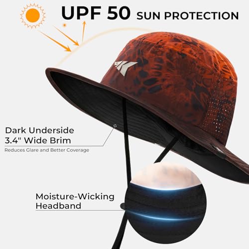 KastKing Sol Armis UPF 50 Boonie Hat - Sun Protection Hat, Fishing Hat, Beach & Hiking Hat, Paddling - color: N: Prym1 Blaze Faded, size: Laser-vented Design