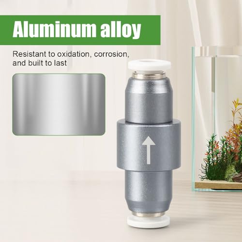 MiOYOOW Aquarium CO2 Check Valve, One Way Non-Return, Self Locking, Aluminum Alloy, 0.3 Bar Push Pressure for OD 6mm Air Pipes, Quick Connect Inline Valve for Fish Tank CO2 System