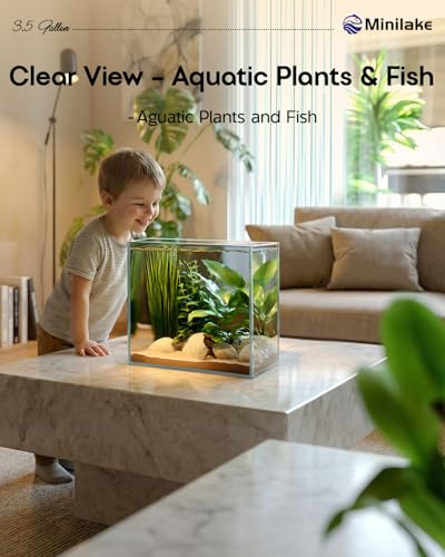 3.5 Gallon Easy to Maintain Small Aquarium for Betta,Snails, Shrimp and Aquatic Planting. - color: Transparent, size: 3.5 Gallon