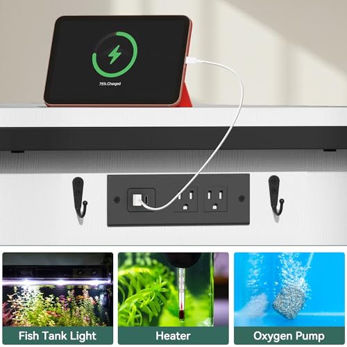 YITAHOME 120 Gallon Fish Tank Stand with Power Outlets, Heavy Duty Large Aquarium Stand with Barn Door, Reptile Tank Turtle Terrariums Table for Fish Tank Accessories Storage,1100LBS Capacity
