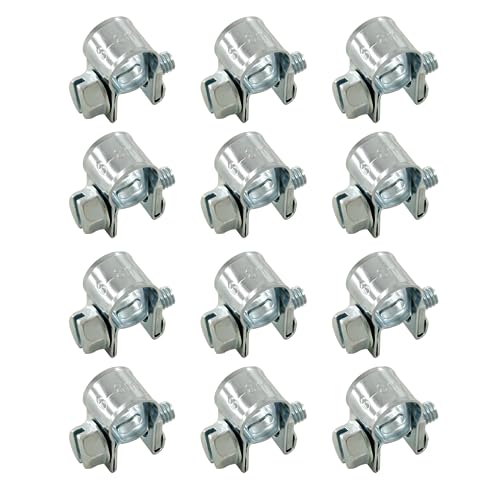 12pcs Gas Line Clamp(6-8mm), Zinc Plated Mini Fuel Hose Clamp Adjustable Tube Clamp for Pipe Fuel Line - size: 6-8mm