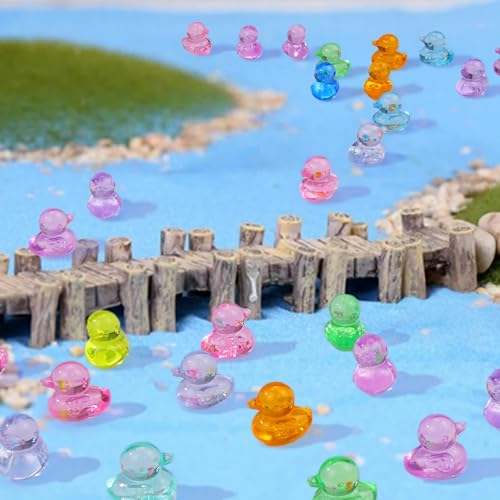 200PCS Mini Resin Small Ducks to Hide Miniature Tiny Little Plastic Ducks for Hiding Resin Duck Bulk Pack for Micro Garden Aquarium DIY Craft Office Desk Decor Vase Filler Gifts Party Favors - size: Duck (200PCS)