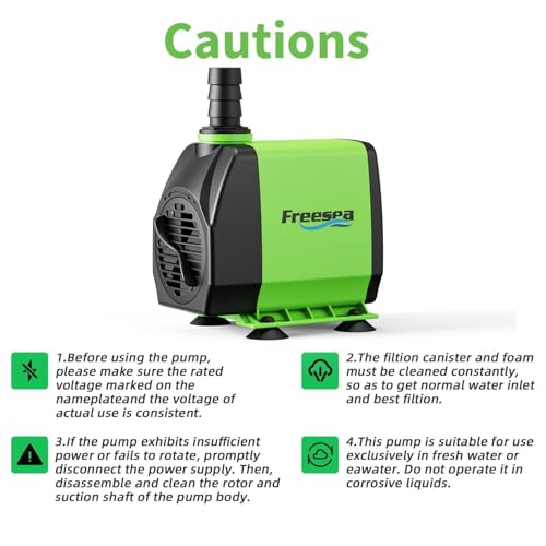 FREESEA Submersible Aquarium Fountain Pump: 400GPH 25W Adjustable Ultra Quiet Small Fish Tank Water Pump with 5ft Tubing for Outdoor | Pond | Hydroponic | Waterfall - size: 25W/400GPH