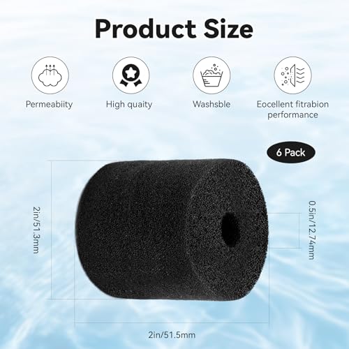 Aquarium Carbon Pre-Filter Foam Set Compatible with OASE BioMaster Filter, Canister Filter Sponge Replacement Media Pads for BioMaster Thermo 250 350 600 850, Fish Tank Pond Filter Parts, 6 Pack