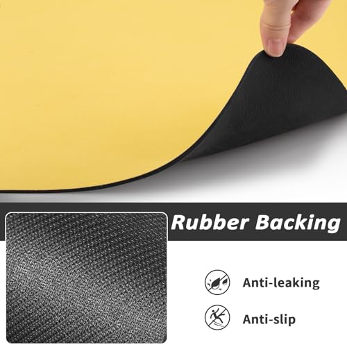 HotLive Dog Food Mat - Absorbent Cat Mat for Food and Water, No Stains Pet Feeding Bowl Mat, Easy to Clean Pet Placemats, Quick Dry Dog Water Dispenser Mat for Messy Drinkers | Paw Yellow 12"x 19" - color: Paw Yellow, size: 12"x19"