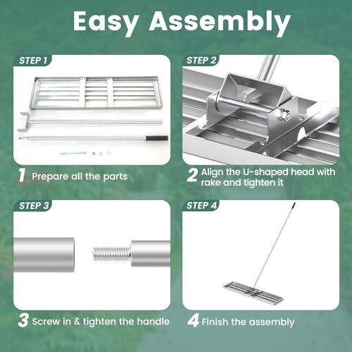 Goplus Lawn Leveling Rake, 42" x 10" Heavy Duty Level Lawn Tool w/ Ergonomic Handle for Soil, Effort-Saving Landscape Rake for Garden, Backyard, Golf Course, Farm, Pasture, Silver - style: 42" x 10", Silver