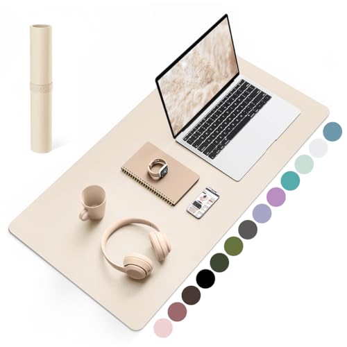 YSAGi Non-Slip Leather Desk Pad, Desk Matt for Desktop, Waterproof Laptop Computer Keyboard Mat, Table Protector Blotter Mat, Large Mouse Pad for Office/Work/Home/Decor(Beige, 31.5" x 15.7") - color: Beige, size: 31.5" x 15.7"
