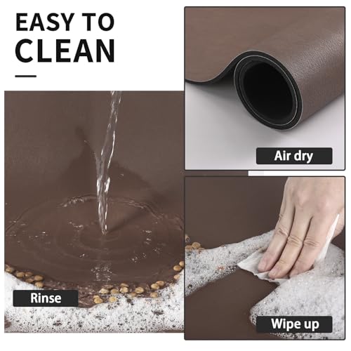 HotLive Dog Food Mat - Absorbent Cat Mat for Food and Water, No Stains Pet Feeding Bowl Mat, Easy to Clean Pet Placemats, Quick Dry Dog Water Dispenser Mat for Messy Drinkers | Brown 12"x 19" - color: Brown, size: 12"x19"