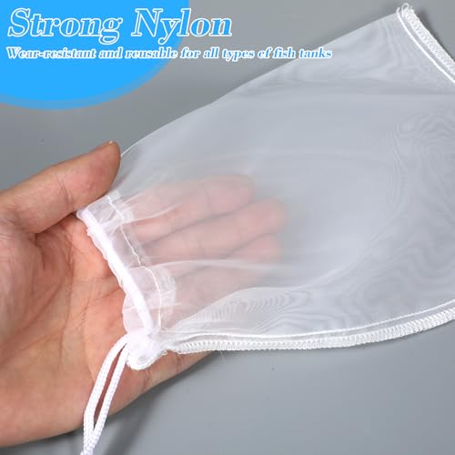 10 Pcs Fine Media Filter Bag, 180 μm 7.5 x 3.6in Aquarium Filter Bags Reusable Drawstring Mesh Media Bags for Very Fine Resins Filters Fish Tank - color: 10pcs, White