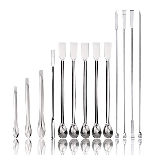15PCS Stainless Steel Micro Scoop Set, 22cm Lab Sampling Spoon