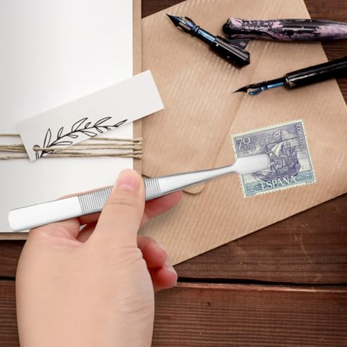 2-Pack Stamp Tweezers Stainless Steel – 4.3” Philately Tools for Collectors – Flat Tip, Non-Slip, Rust-Proof – Ideal for Stamps, Coins and Jewelry