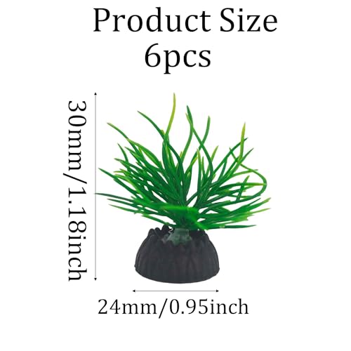 6PCS 1 Inches Tall Seaweed Grass Artificial Aquarium Plants, Plastic Fish Tank Decorations for Freshwater and Saltwater Tanks(Green Orange Pink) - color: Green Orange Pink, size: 1 Inches
