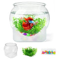 Plastic Fish Bowl Beta Fish Aquariums Scratch-Resistant and Shatterproof Mini Desktop Hydroponic Goldfish Tank (0.92Gallon/ 3.5L)