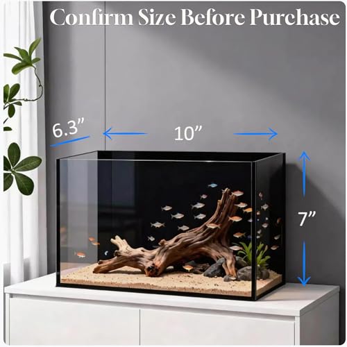 Small Fish Tank Kit,Nano Ultra-Clear Glass Rimless Black Desktop Fish Tank with Light Cleaning Tool & Décors,Small Fish Aquarium for Betta,Shrimp,Small Fish (2Gal Fish Tank Starter Kit)