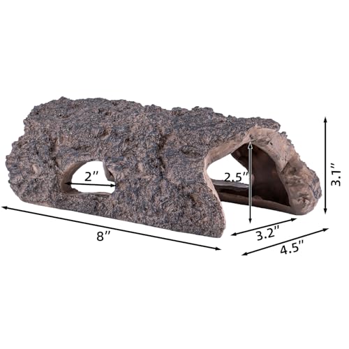 Natural Reptile Hide Basking Platform, Hideout Decor for Aquarium, Fish Tank, Bearded Dragon, Gecko, Shrimp, Betta (Faux Wood Tree Cave, Medium) - color: Faux Wood Tree Cave, size: Medium