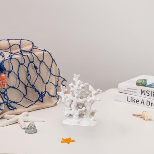 7.1" H White Coral Decor, Resin Statue, Nautical Decorations for Home, Bedroom, Bathroom, Living Room, Beach/Coastal/Ocean Themed Cabinet Shelf Tabletop Decor - color: White, size: 7.1"H