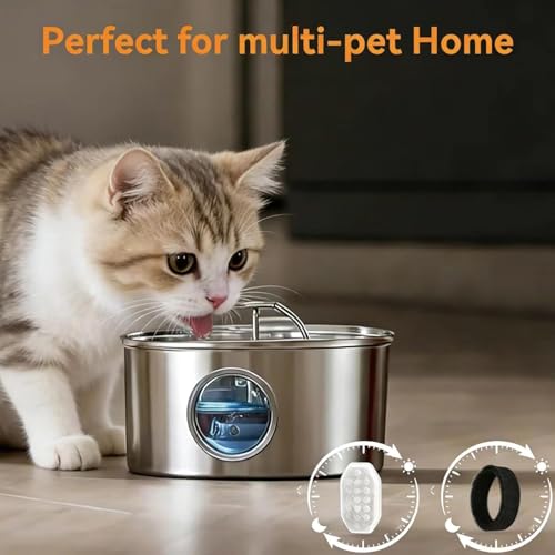 48 Pack 3.2L Cat Water Fountain Filters,Pet Fountain Filter Replacement Compatible With Rellaty & Neareal Stainless Steel 108oz/3.2L Pet Water Fountains (24 Filters/24 Sponges)