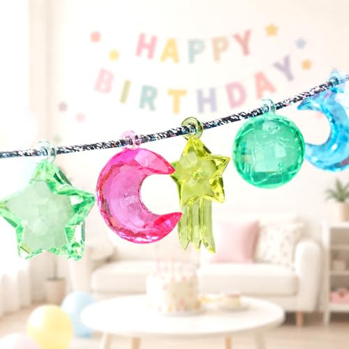 Babenest 4 Styles Acrylic Stars Moon Beads, 90pcs Sensory Bin Fillers for Sky Theme Table Scatter Party Wedding Decoration Scatter Table Vase Fillers Home DIY Crafts - color: Starry Sky, size: Conventional