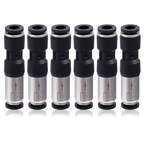 6pcs 1/4 Nickel Plated Copper Check Valve 6mm OD One Way Inline Air Pneumatic Fitting for Hydraulic System Mechanical Equipment
