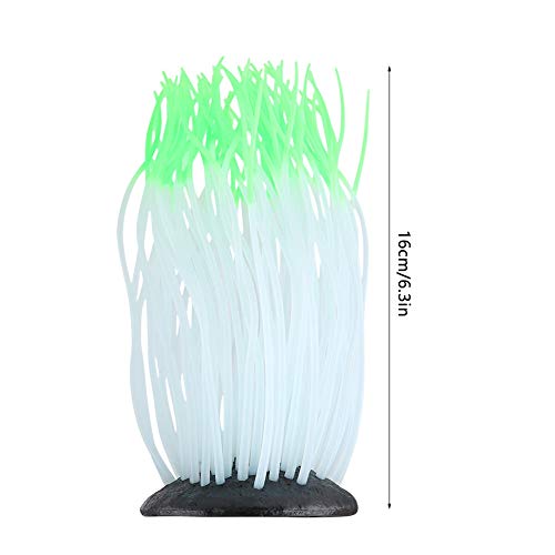 Pssopp Simulation Silicone Luminous Sea Anemone Ornament Artificial Plant Simulation Sea Anemone for Aquarium Fish Decoration with Suction Cup(Green) - color: Green