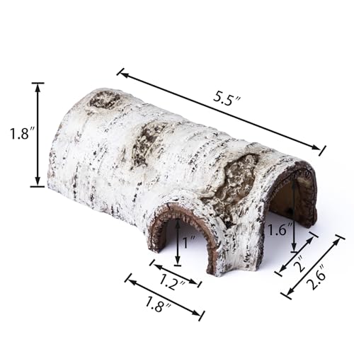 Natural Reptile Hide Basking Platform, Hideout Decor for Aquarium, Fish Tank, Bearded Dragon, Gecko, Shrimp, Betta (Glow-in-the-Dark Birch Tree Hiding Cave, Small) - color: Glow-in-the-Dark Birch Tree Hiding Cave, size: Small