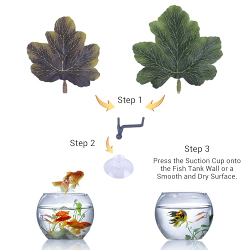 Betta Fish Hammock - Dual Leaf Design with Strong Suction Cups, Non-Toxic Durable Material for Spawning & Resting, Natural Aquarium Decor for Beta Fish Tanks (Mix, 3) - color: Mix, size: 3