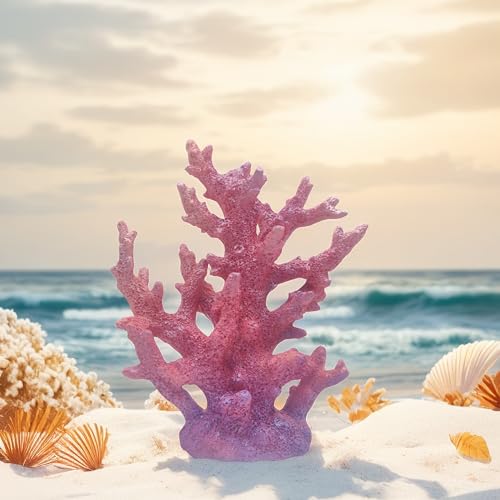 Etlemonde Beach Coastal Decor Coral Reef Home Decor Coral Statue Sculpture Home,Desk,Bathroom,Desktop Shelf Statue,Marine Themed Gifts (Gradient Purple Coral) - color: Gradient Purple Coral