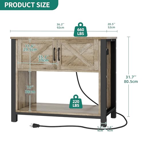 YITAHOME Heavy Duty 40-50 Gallon Aquarium Stand with Power Outlets, Cabinet for Fish Tank Accessories Storage - Metal Fish Tank Stand Suitable for Fish, Turtle, 660LBS Capacity, Wash Grey