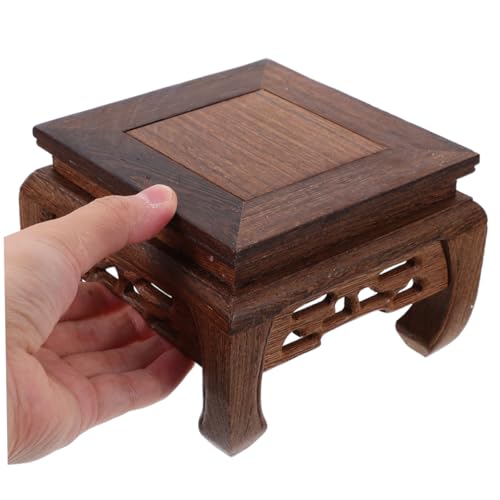 Zerodeko Square Wooden Pedestal Stand Sturdy Vase Base for Indoor Plants Fish Tanks and Decorative Displays Multipurpose Showcase Holder Smooth Finish and Detailed Carvings