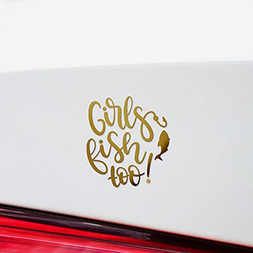 Decal Stickers of Girls Fish Too (Metallic Gold) (Set of 2) Luxury Weatherproof Vinyl Decal Stickers for Laptop Desktop Smartphone Car Dirt Bike Wall Room Mason Jar - BICVER1c33532GOW19Y24 - color: Metallic Gold, size: 4.8'' x 5.2''