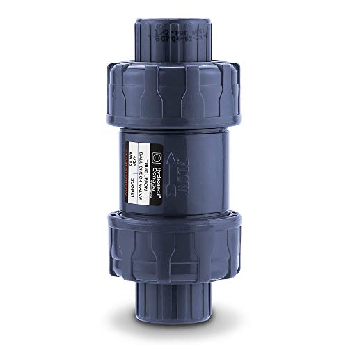 Sharkfellow 1/2’’ PVC True Union Ball Check Valve with Full Port, ASTM F1970, with EPDM Seals, Corrosion-Free, Service Free, Rated at 200 PSI @73F, Gray, 1/2 inch Socket (1/2'')
