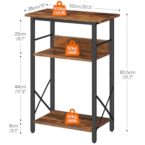 HOOBRO 10 Gallon Aquarium Stand, 3-Tier Fish Tank Stand with Storage, Reptile Turtle Tank Stand with Metal Frame, 20.5" L x 11" W , Rustic Brown BF52FT01 - color: Rustic Brown + Black