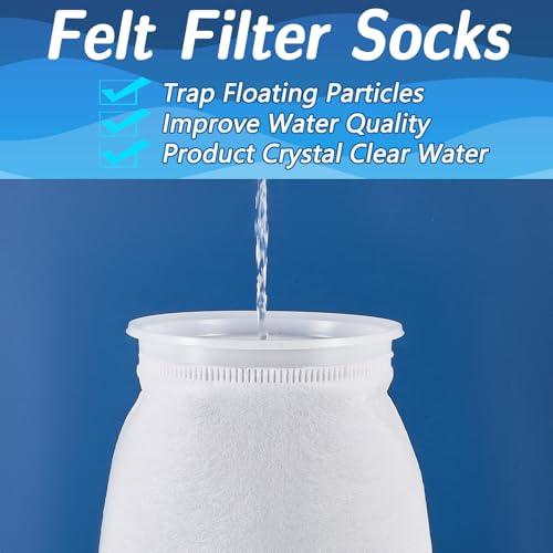 Jecery 16 Pack Ring Filter Socks 200 μm Aquarium Filter Bags Aquarium Socks for Tank Sump Saltwater Freshwater(12 × 7 inches) - size: 12 × 7 inches